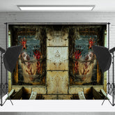 Zombies Blut Verfolgt Haus Halloween Hintergrund